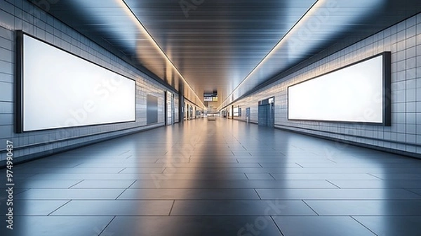Fototapeta Empty billboard on an expansive floor with crisp details, ideal for inserting digital content or advertising designs