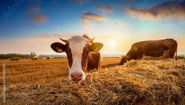 Fototapeta cow and straw