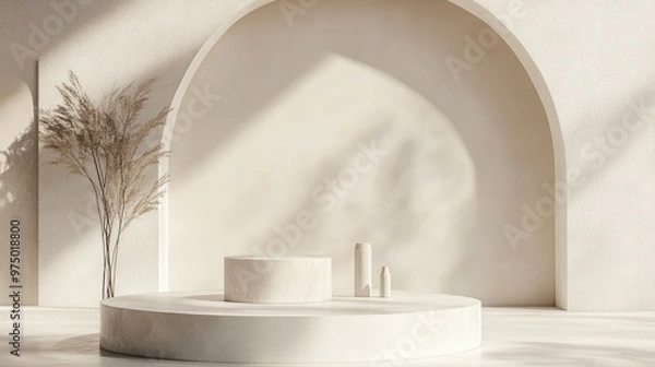 Obraz Podium in Minimalist Space. AI generated illustration