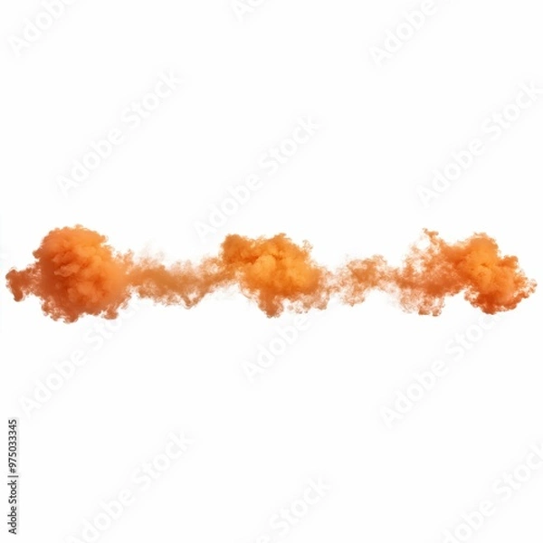 Obraz Set of orange smoke explosions on a white background