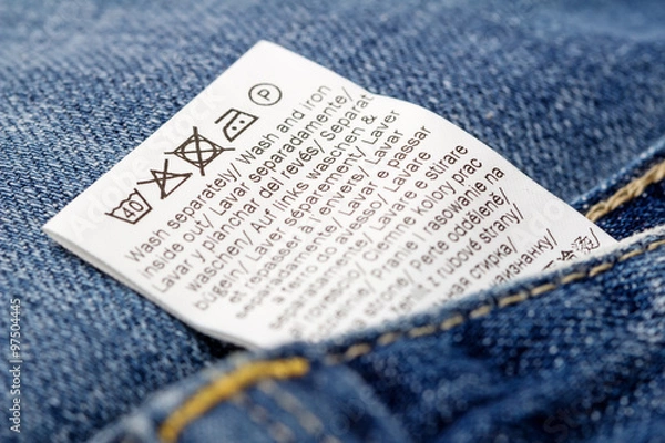 Obraz Jeans laundry care label