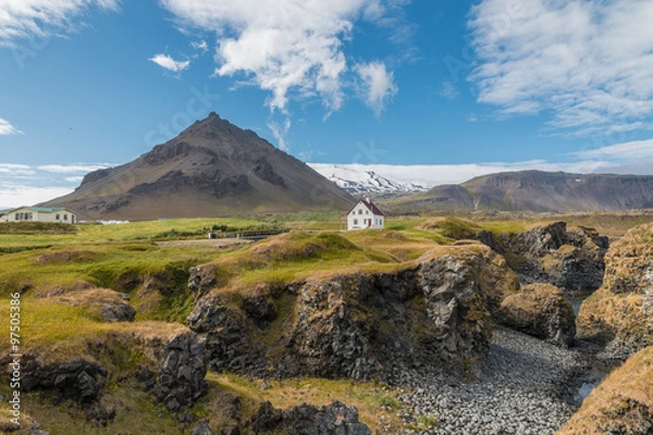 Fototapeta Arnarstapi House below the Volcano