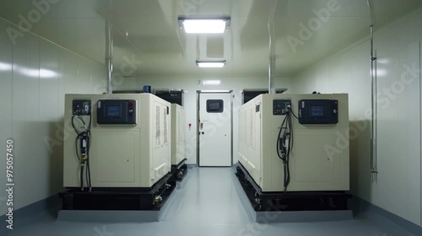 Fototapeta Generator Room with Power Backup. AI generated illustration