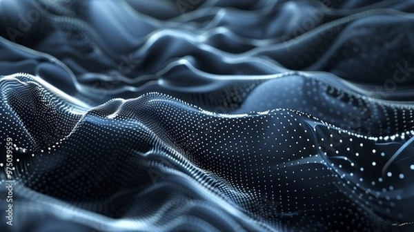 Obraz Abstract Blue Digital Wave Background, Futuristic Technology Concept
