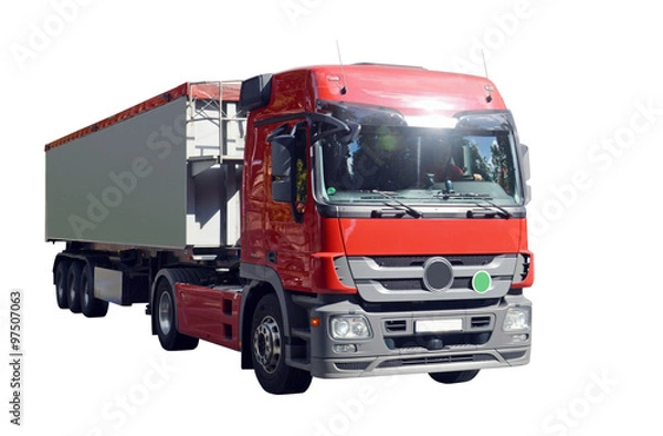 Obraz Грузовик-фура, изолированный на белом фоне