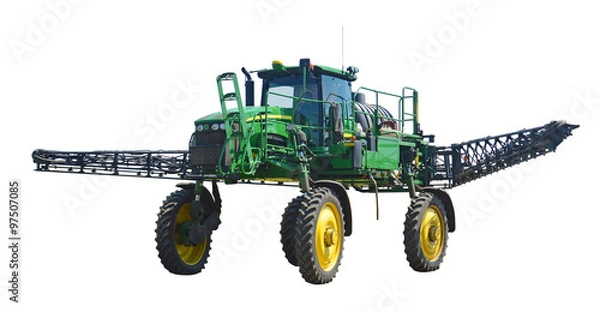 Obraz Самоходный сельскохозяйственный опрыскиватель, изолированный на белом фоне