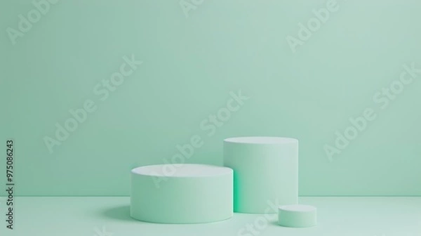 Obraz Empty podium on pastel background for product display. Minimal 3D rendering.