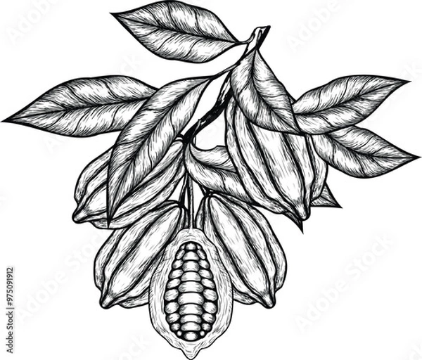 Obraz Vector background with cocoa . Hand drawn. Vintage style
