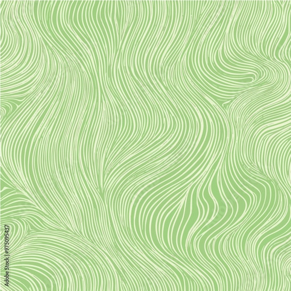 Fototapeta Wavy green abstract lines forming a seamless pattern with organic curves. Ideal for home decor, textiles, and art prints.