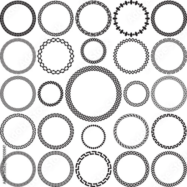 Fototapeta Collection of Round Decorative Border Frames with Clear Background. Ideal for vintage label designs.