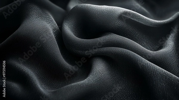 Fototapeta an Black fabric texture background with dark clothing material and subtle details.