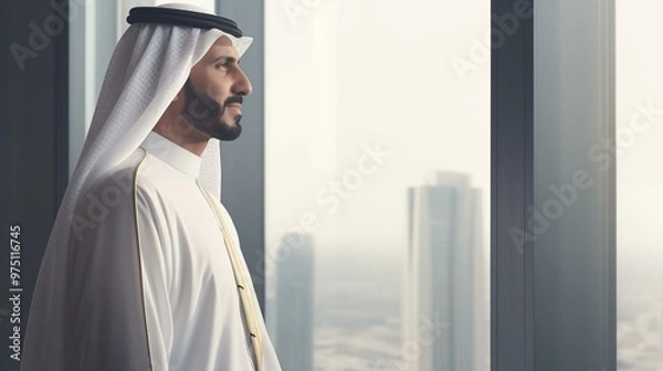 Obraz Arab man looking to skylines side view