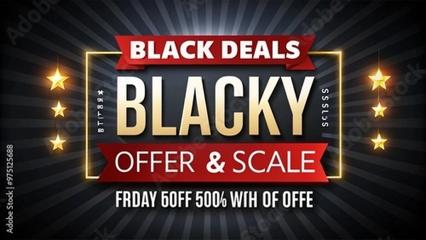 Fototapeta Black friday sale ribbon banners collection isolated. Vector price tags isolated on black background. Top view of Black torn paper and the text black friday on a red background. Black Friday 