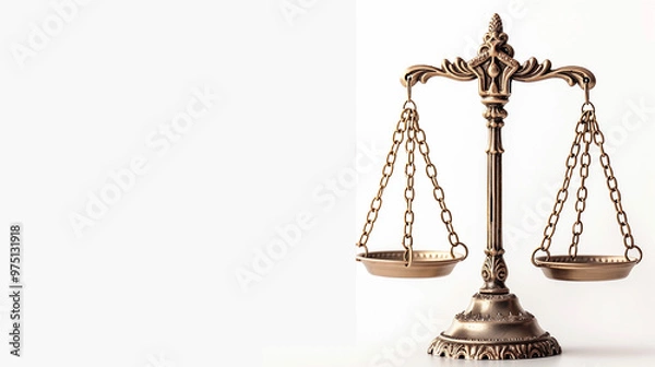 Fototapeta Scales of justice isolated on white background.
