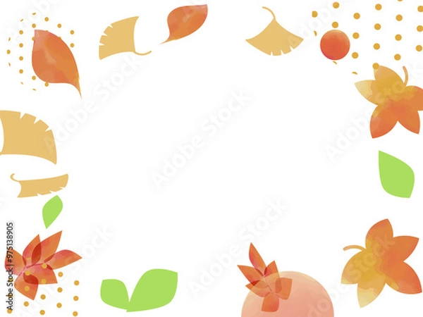 Fototapeta 秋の落ち葉のフレーム