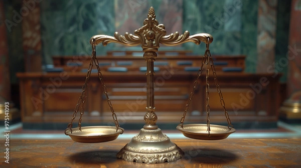 Fototapeta The scales of justice on the table