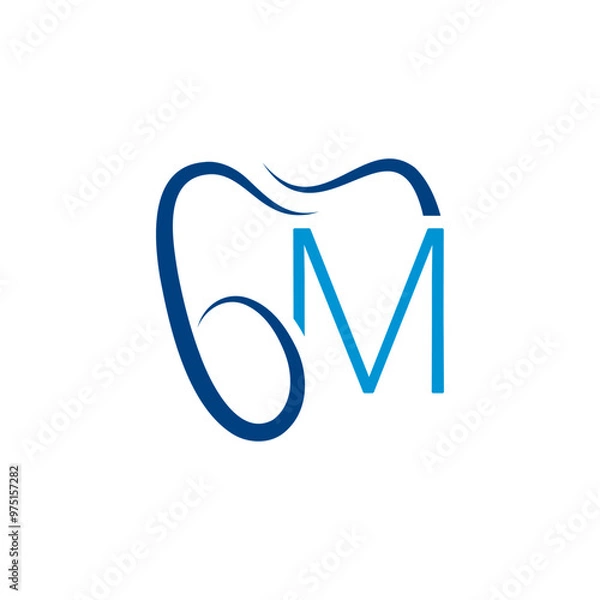 Fototapeta initial letter G shape silhouette of teeth with M logo vector
