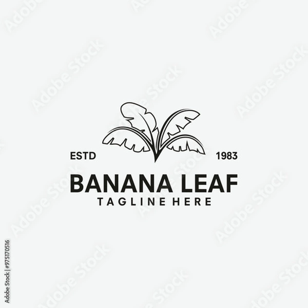 Fototapeta vector banana tree with vintage style logo template icon illustration design