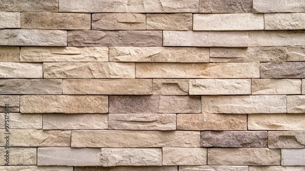 Obraz Stone Wall Texture Background   Rustic Brown Brick Pattern