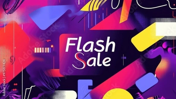 Fototapeta Dynamic Flash Sale banner featuring bold, contrasting colors with large sale text in the center. Online promotions and retail advertising, with clean, clear design.