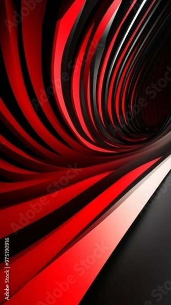 Fototapeta Abstract red and black wave pattern, dynamic motion. Modern design concept