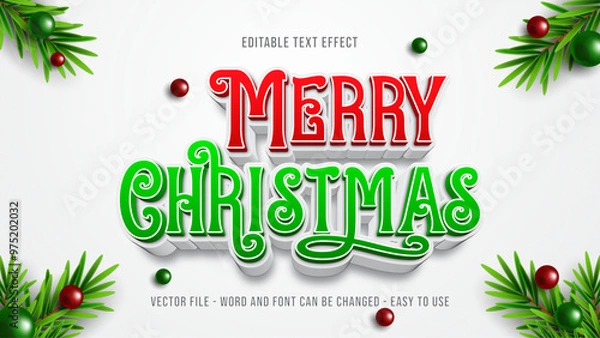 Obraz Merry christmas editable text effect