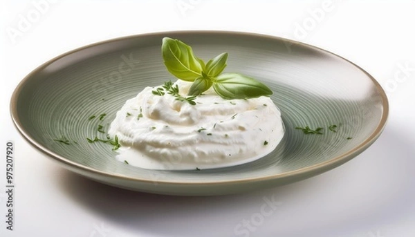 Obraz Italian Food, Stracciatella on white background isolated.