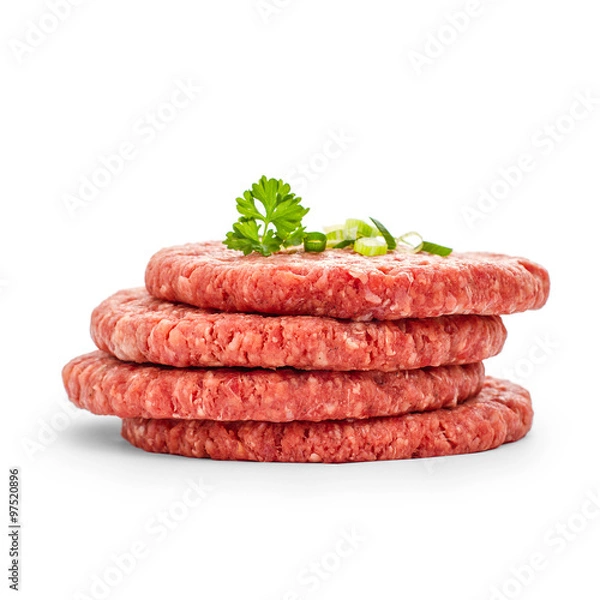 Fototapeta Four fresh hamburger slices, isolated