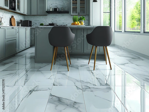 Fototapeta gray kitchen, generative a.i.