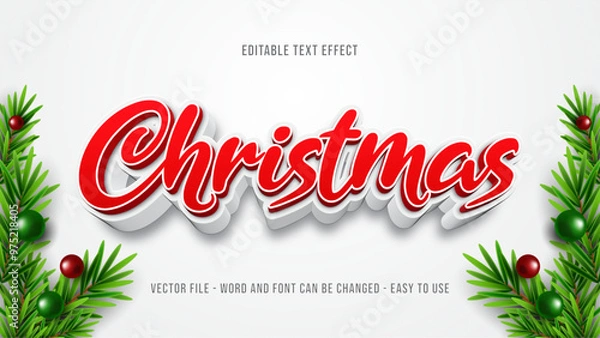 Fototapeta Merry christmas text effect, holiday editable text effect