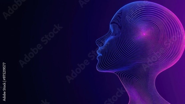 Fototapeta Futuristic depiction of a humanoid figure with a neon design, emphasizing technology and creativity in a vibrant visual display.