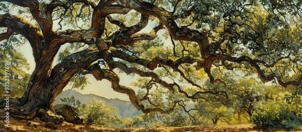Fototapeta Large Oak Tree With Bendy Branches