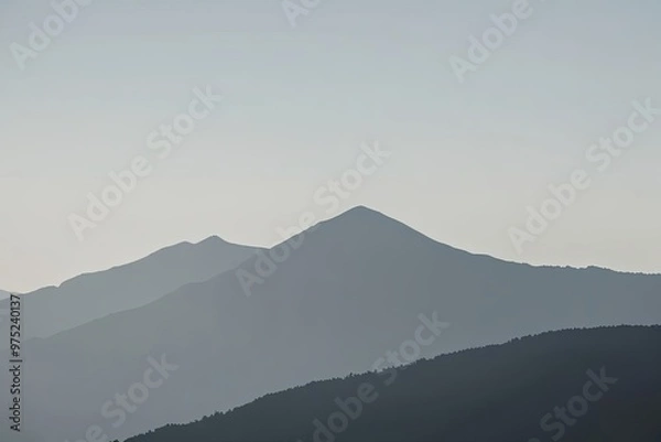 Obraz Isolated Mountain Ridge Silhouette on Clean White Background