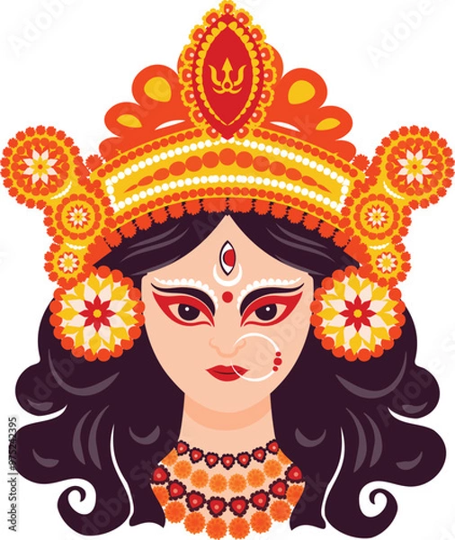 Fototapeta Hindu Goddess Durga Vector Illustration With For Navratri Celebration