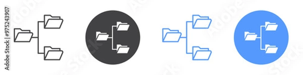 Fototapeta Folder tree icon flat line symbol set.