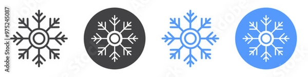 Fototapeta Snowflake icon flat line symbol set.