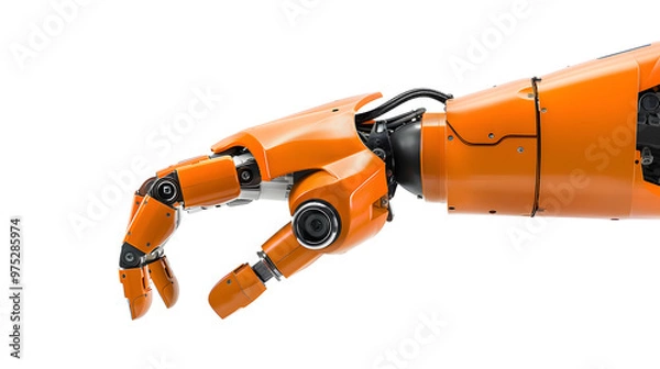 Fototapeta Industrial Robot Machine Hand Isolated on White Background.