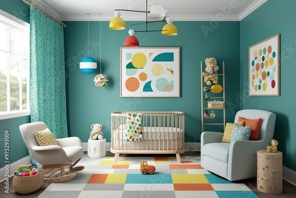 Fototapeta Modern Nursery Wall Art Frame in Vibrant 3D Design for Children