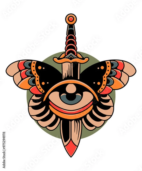 Fototapeta eye butterfly tattoo illustration