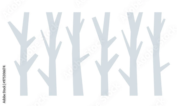 Obraz 北欧風イラスト・樹木・白樺・木々・森林