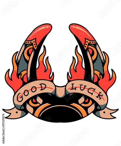 Fototapeta horseshoe tattoo illustration design