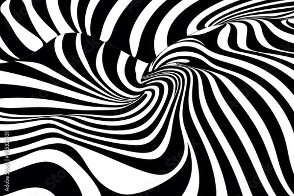 Fototapeta Dynamic Zebra-Style Optical Art in Black and White