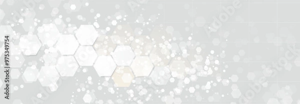 Fototapeta Abstract Hexagonal Pattern with Light Overlay on Grey Background