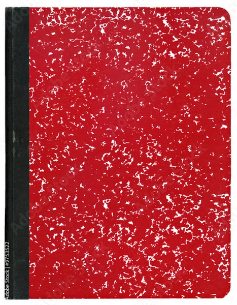 Fototapeta Notebook skład czerwony na białym tle.