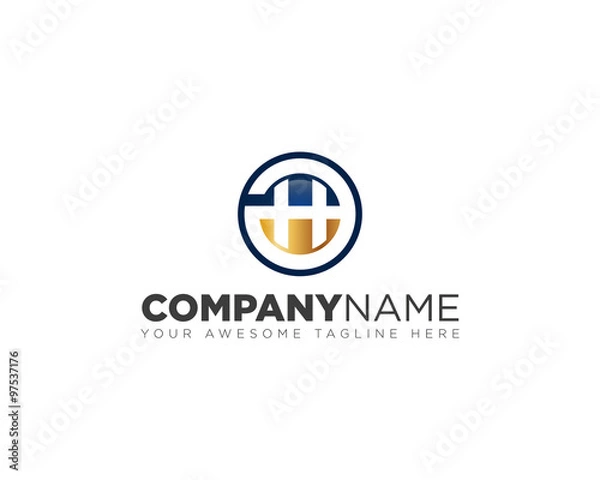 Fototapeta H circle initial logo design
