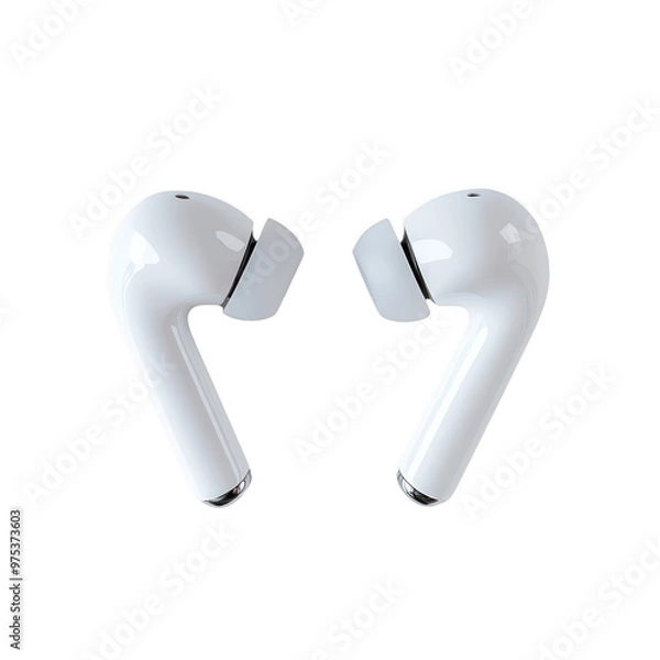 Obraz Wireless Earbuds with Silicone Ear Tips on transparent background