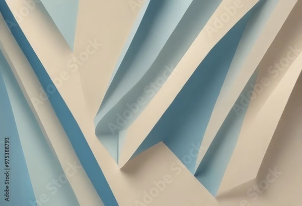 Fototapeta a geometric abstract composition of intersecting lines and shapes in shades of blue and beige, creating a visually striking and dynamic pattern.