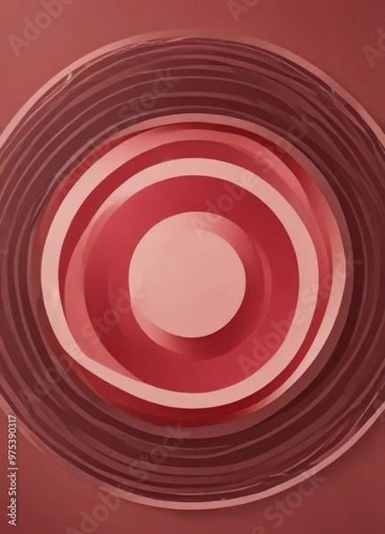 Fototapeta a circular design with concentric circles in varying shades of red and pink, creating a visually striking abstract pattern.