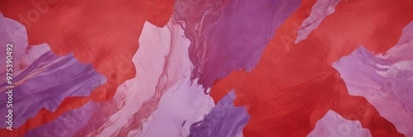 Fototapeta Abstract painting featuring a vibrant mix of red, pink, and purple hues, with some areas appearing more saturated than others, creating a dynamic and visually striking composition.