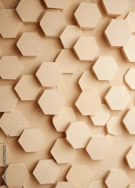 Fototapeta a repeating pattern of beige hexagonal shapes arranged in a grid-like fashion, creating a visually striking and geometric design.
